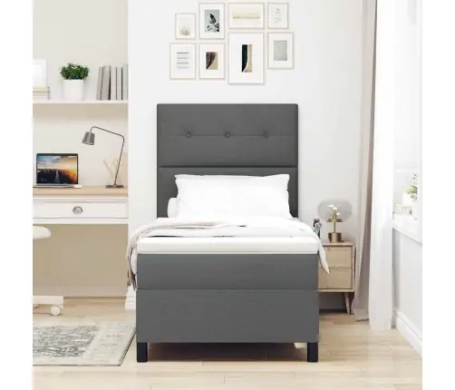 Kastītes Atsperu Gulta Tumši Pelēks 90 X 200 Cm Audums Vidaxl