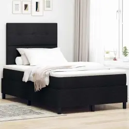 Kastītes Atsperu Gulta Ar Matraci Melna 120 X 190 Cm Audums Vidaxl