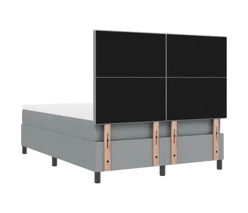 Kastītes Atsperu Gulta Gaiši Pelēks 140 X 190 Cm Audums Vidaxl