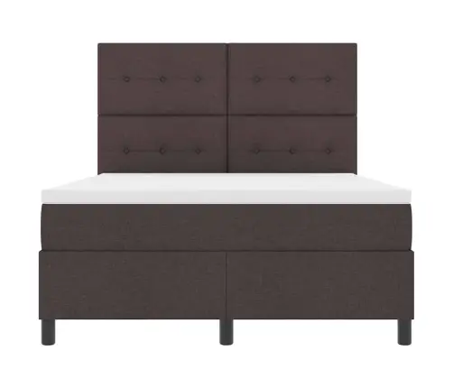 Kastītes Atsperu Gulta Tumši Brūna 140 X 190 Cm Audums Vidaxl