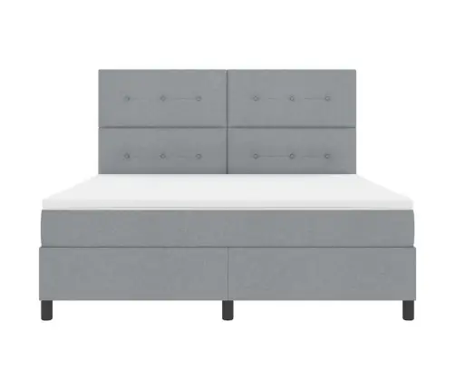 Kastītes Atsperu Gulta Gaiši Pelēks 180 X 200 Cm Audums Vidaxl