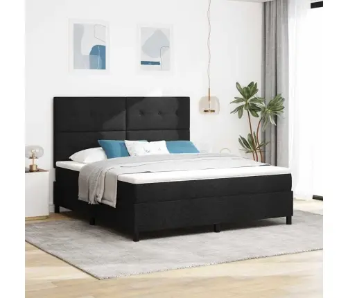 Kastītes Atsperu Gulta Ar Matraci Melna 180 X 200 Cm Audums Vidaxl