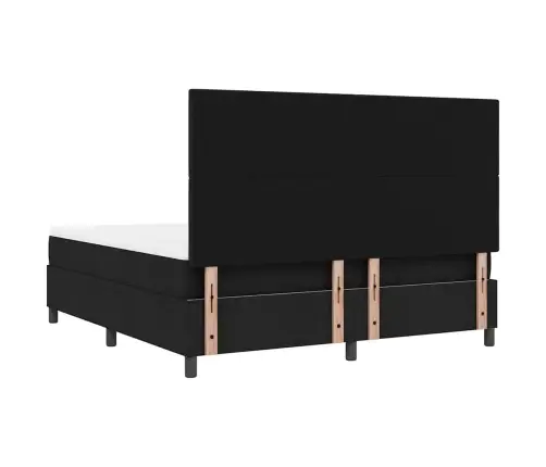 Kastītes Atsperu Gulta Ar Matraci Melna 180 X 200 Cm Audums Vidaxl