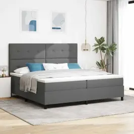Kastītes Atsperu Gulta Tumši Pelēks 200 X 200 Cm Audums Vidaxl Kastītes Atsperu Gulta Tumši Pelēks 200 X 200 Cm Audums Vidaxl