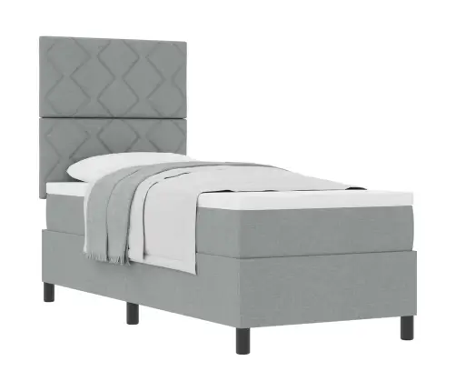 Kiemas Lova Su Čiužiniu Šviesiai Pilka 80 X 200 Cm Audinys