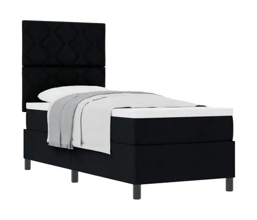 Kiemas Lova Su Čiužiniu Su Galvūgalio Juoda 80 X 200 Cm Audinys