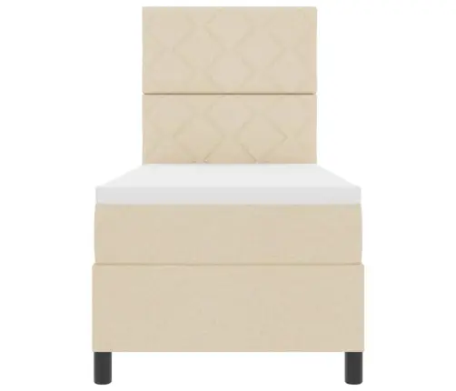 Kastītes Atsperu Gulta Ar Matraci Krēmkrāsa 80 X 200 Cm Audums Vidaxl