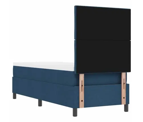 Kastītes Atsperu Gulta Ar Matraci Zila 80 X 200 Cm Audums Vidaxl