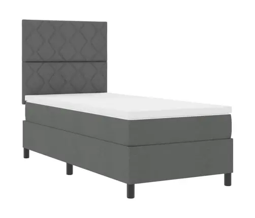 Box Spring Gulta Ar Matraci Tumši Pelēks 90X200 Cm Audums Vidaxl