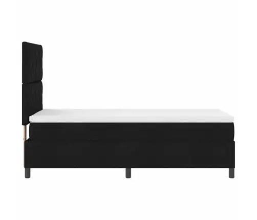Lāpstiņu Gulta Ar Matraci Melns 100X200 Cm Audums Vidaxl