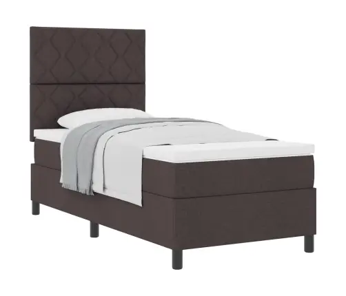 Kastes Atsperu Gulta Ar Matraci Tumši Brūnā Krāsā 100X200 Cm Audums Vidaxl