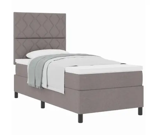 Kastītes Atsperu Gulta Pelēkbrūna 100 X 200 Cm Audums Vidaxl