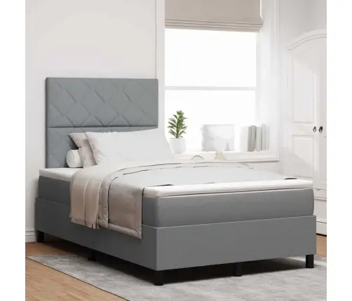 Kastes Atsperu Gulta Ar Matraci Gaiši Pelēks Mazā Dubultā Audums Vidaxl