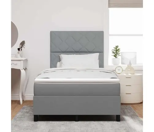 Kastes Atsperu Gulta Ar Matraci Gaiši Pelēks Mazā Dubultā Audums Vidaxl