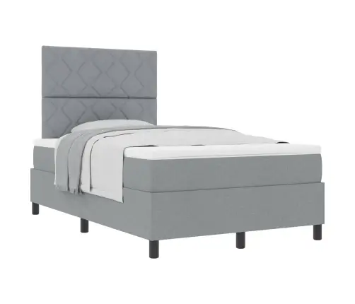 Kastes Atsperu Gulta Ar Matraci Gaiši Pelēks Mazā Dubultā Audums Vidaxl