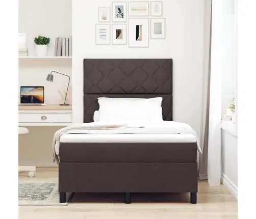 Kastītes Atsperu Gulta Tumši Brūna 120 X 190 Cm Audums Vidaxl