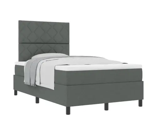 Kastītes Atsperu Gulta Tumši Pelēka 120 X 200 Cm Audums Vidaxl