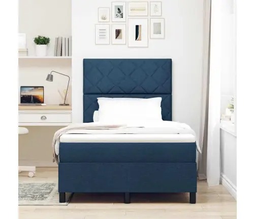 Kaste Pavasara Gulta Ar Matraci Zils 120X200 Cm Audums Vidaxl