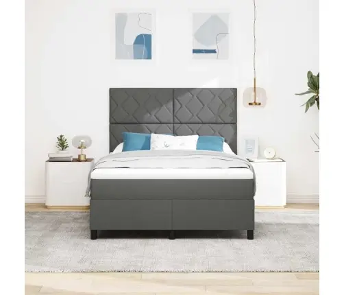 Kastes Atsperu Gulta Ar Matraci Tumši Pelēks 160X200 Cm Audums Vidaxl