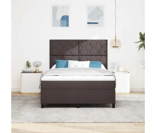 Soma Pavasara Gulta Ar Matraču Tumši Brūnā Audumā 160X200 Cm Vidaxl