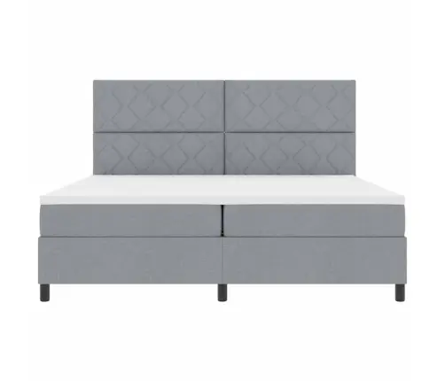 Kastes Atsperu Gulta Ar Matraci Gaiši Pelēkā Krāsā 200X200 Cm Audums Vidaxl