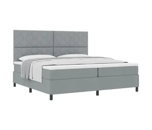 Kastes Atsperu Gulta Ar Matraci Gaiši Pelēkā Krāsā 200X200 Cm Audums Vidaxl