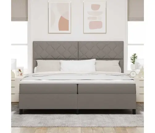 Kastītes Atsperu Gulta Pelēkbrūna 200 X 200 Cm Audums Vidaxl
