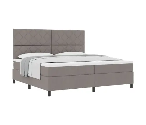 Kastītes Atsperu Gulta Pelēkbrūna 200 X 200 Cm Audums Vidaxl