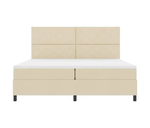 Kastītes Atsperu Gulta Ar Matraci Krēmkrāsa 200 X 200 Cm Audums Vidaxl