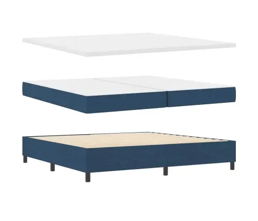 Kastīte Ar Atsperes Gultu Ar Matraci, Zila 200X200 Cm, Audums Vidaxl