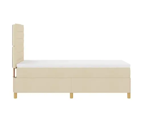 Kastītes Atsperu Gulta Ar Matraci Krēmkrāsa 80 X 200 Cm Audums Vidaxl