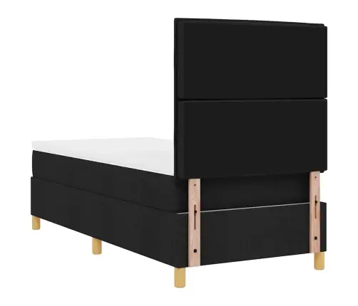 Kastītes Atsperu Gulta Ar Matraci Melna 90 X 200 Cm Audums Vidaxl