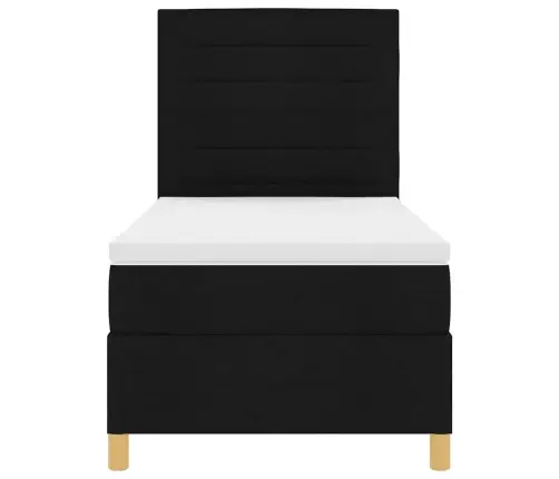 Kastītes Atsperu Gulta Ar Matraci Melna 90 X 200 Cm Audums Vidaxl