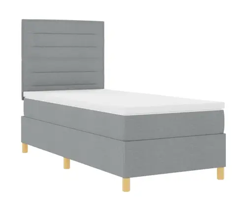 Kastītes Atsperu Gulta Gaiši Pelēks 100 X 200 Cm Audums Vidaxl