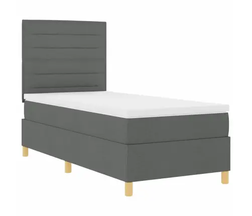 Kastītes Atsperu Gulta Tumši Pelēks 100 X 200 Cm Audums Vidaxl