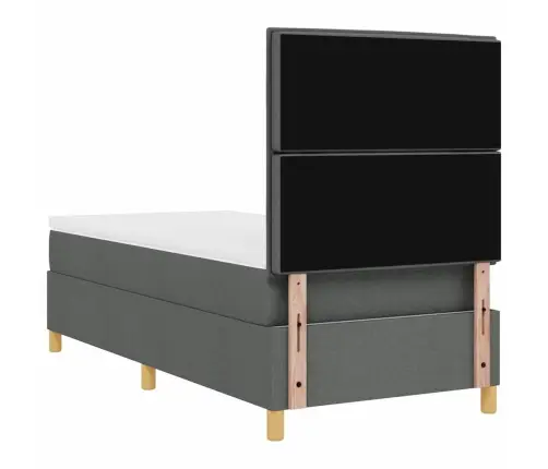 Kastītes Atsperu Gulta Tumši Pelēks 100 X 200 Cm Audums Vidaxl