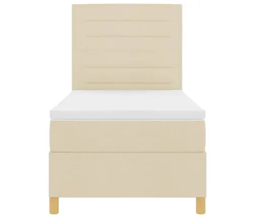 Kaste Pamatnes Gulta Ar Matraci Krēmkrāsas 100X200 Cm Audums Vidaxl