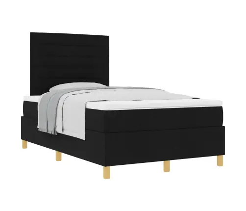 Box Spring Gulta Ar Matraci Melna Maza Dubultā Auduma Vidaxl