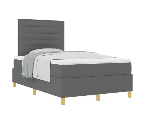 Kastītes Atsperu Gulta Tumši Pelēka 120 X 200 Cm Audums Vidaxl