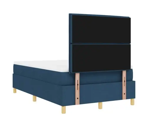 Kastītes Atsperu Gulta Ar Matraci Zila 120 X 200 Cm Audums Vidaxl