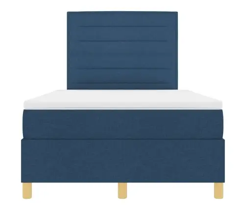 Kastītes Atsperu Gulta Ar Matraci Zila 120 X 200 Cm Audums Vidaxl