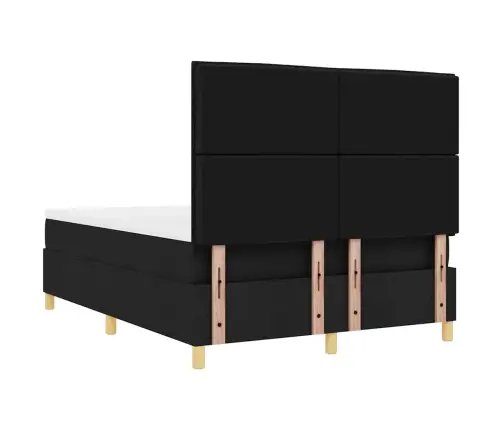 Kastītes Atsperu Gulta Ar Matraci Melna 160 X 200 Cm Audums Vidaxl