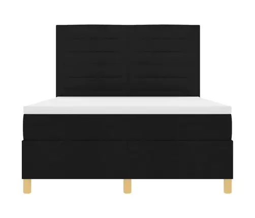 Kastītes Atsperu Gulta Ar Matraci Melna 160 X 200 Cm Audums Vidaxl