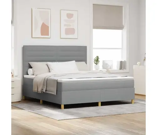 Kastītes Atsperu Gulta Gaiši Pelēks 180 X 200 Cm Audums Vidaxl