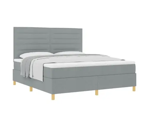 Kastītes Atsperu Gulta Gaiši Pelēks 180 X 200 Cm Audums Vidaxl