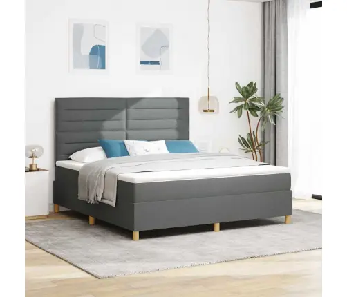 Kastītes Atsperu Gulta Tumši Pelēks 180 X 200 Cm Audums Vidaxl