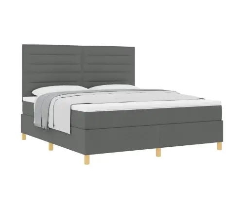 Kastītes Atsperu Gulta Tumši Pelēks 180 X 200 Cm Audums Vidaxl