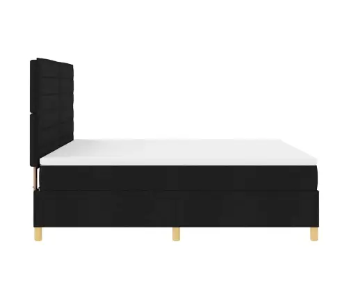 Kastītes Atsperu Gulta Ar Matraci Melna 180 X 200 Cm Audums Vidaxl