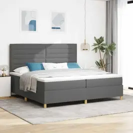 Kiemas Lova Su Čiužiniu Tamsiai Pilka 200 X 200 Cm Audinys