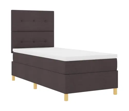 Kiemas Lova Su Čiužiniu Tamsiai Rudas 80 X 200 Cm Audinys